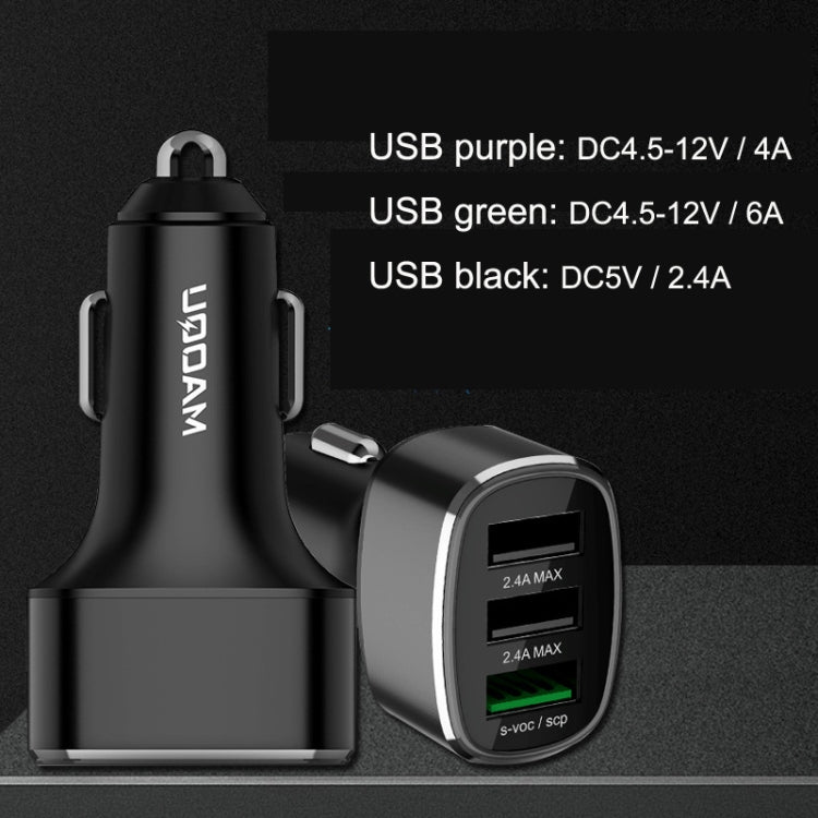 QIAKEY GT680 3 USB Ports Fast Charge Car Charger(Black) - Car Charger by QIAKEY | Online Shopping UK | buy2fix