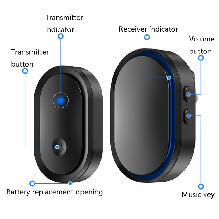 CACAZI A99 Home Smart Remote Control Doorbell Elderly Pager, Style:UK Plug(Golden) - Wireless Doorbell by CACAZI | Online Shopping UK | buy2fix