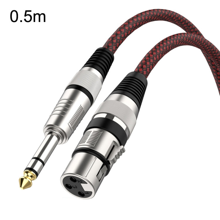 0.5m Red and Black Net TRS 6.35mm Male To Caron Female Microphone XLR Balance Cable -  by buy2fix | Online Shopping UK | buy2fix
