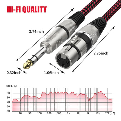 3m Red and Black Net TRS 6.35mm Male To Caron Female Microphone XLR Balance Cable -  by buy2fix | Online Shopping UK | buy2fix