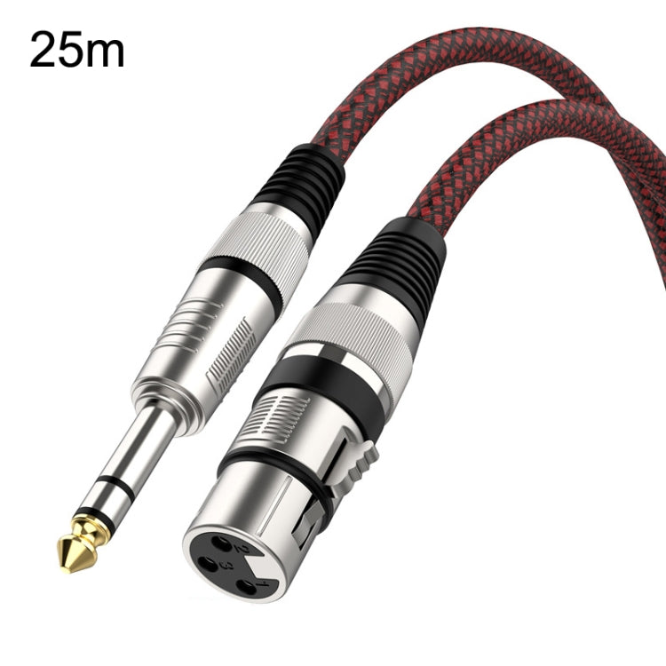 25m Red and Black Net TRS 6.35mm Male To Caron Female Microphone XLR Balance Cable -  by buy2fix | Online Shopping UK | buy2fix