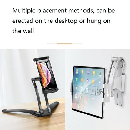 Multifunctional Mobile Phone Tablet Wall Hanging Desktop Aluminum Alloy Holder with Wall Base(Black) - Lazy Bracket by buy2fix | Online Shopping UK | buy2fix