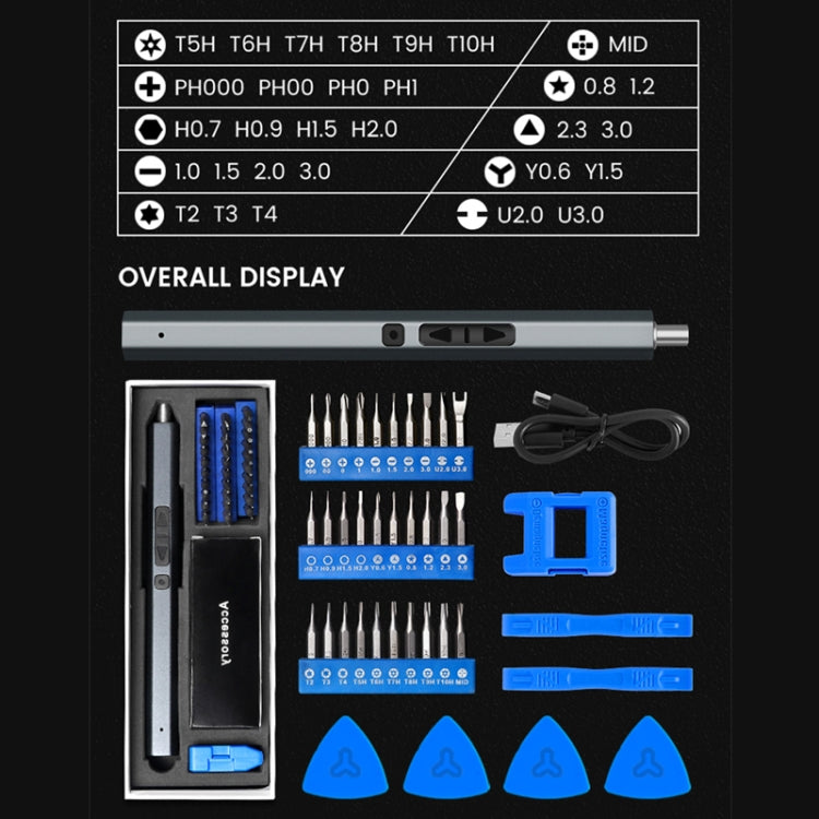 36 In 1 Rechargeable Mini Electric Screwdriver Set With 3LED Lighting(Gray) - Repair & Spare Parts by buy2fix | Online Shopping UK | buy2fix