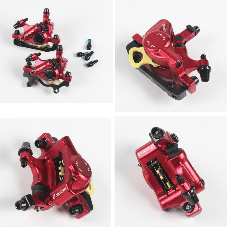 ZOOM HB100 Mountain Bike Hydraulic Brake Caliper Folding Bike Cable Pull Hydraulic Disc Brake Caliper, Style:Rear(Red) - Bicycle Brake Parts by Zoom | Online Shopping UK | buy2fix