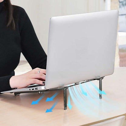 Metal Laptop Stand Computer Cooling Folding Mini Flat Raised Bracket(Gray) - Computer & Networking by buy2fix | Online Shopping UK | buy2fix