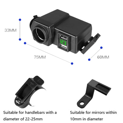 Motorcycle Car Dual USB Mobile Phone Charger With Cigarette Lighter Interface Multi-function Digital Display Car Charger, Style:DYUK-2 Green Light - In Car by buy2fix | Online Shopping UK | buy2fix