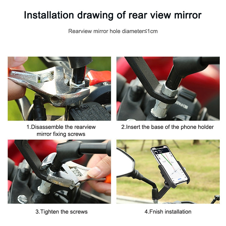 Bicycle Mobile Phone Holder Motorcycle Electric Car Navigation Mobile Phone Holder, Style:Rearview Mirrors(Silver) - Holders by buy2fix | Online Shopping UK | buy2fix