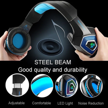 V1 3.5mm RGB Colorful Luminous Wire Control Gaming Headset, Cable Length: 2.2m(Black Blue) - Headset & Headphone by buy2fix | Online Shopping UK | buy2fix