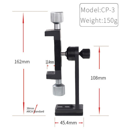 CP-3 Rotating All Metal Tripod Fixing Clip Mobile Phone Live Brackt for 4.5-7.3 inch Phones - Stand by buy2fix | Online Shopping UK | buy2fix