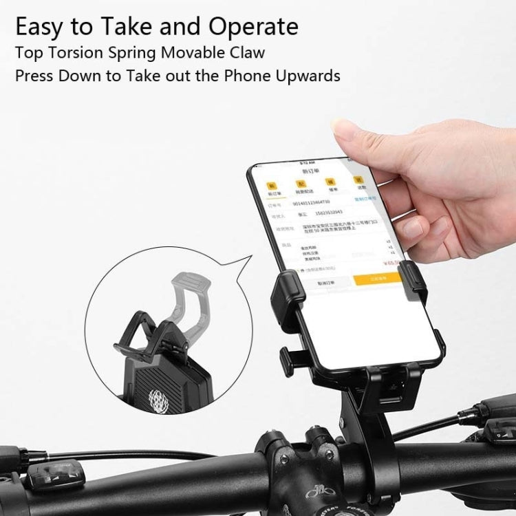 Bicycle Mobile Phone Holder Can Rotate And Adjust Fixed Aluminum Alloy Bracket Automatic Grab Bracket, Style:Rearview Mirror Installation(Black) - Holders by buy2fix | Online Shopping UK | buy2fix