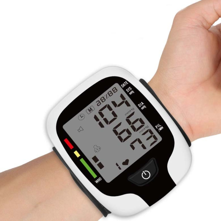 Wrist Type Electronic Blood Pressure Monitor Home Automatic Wrist Type Blood Pressure Measurement, Style: No Voice Announcement(White English) - Sphygmomanometer by buy2fix | Online Shopping UK | buy2fix