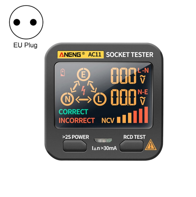 ANENG AC11 Multifunctional Digital Display Socket Tester Electrical Ground Wire Tester(EU Plug) - Current & Voltage Tester by ANENG | Online Shopping UK | buy2fix