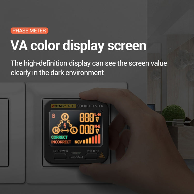ANENG AC11 Multifunctional Digital Display Socket Tester Electrical Ground Wire Tester(EU Plug) - Current & Voltage Tester by ANENG | Online Shopping UK | buy2fix