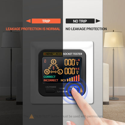 ANENG AC11 Multifunctional Digital Display Socket Tester Electrical Ground Wire Tester(EU Plug) - Current & Voltage Tester by ANENG | Online Shopping UK | buy2fix
