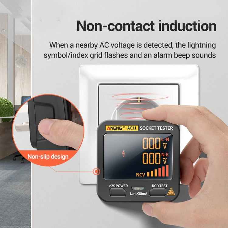 ANENG AC11 Multifunctional Digital Display Socket Tester Electrical Ground Wire Tester(EU Plug) - Current & Voltage Tester by ANENG | Online Shopping UK | buy2fix