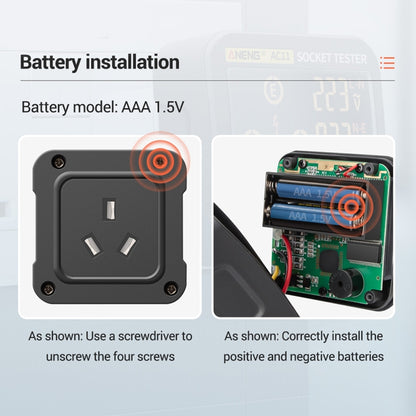 ANENG AC11 Multifunctional Digital Display Socket Tester Electrical Ground Wire Tester(EU Plug) - Current & Voltage Tester by ANENG | Online Shopping UK | buy2fix