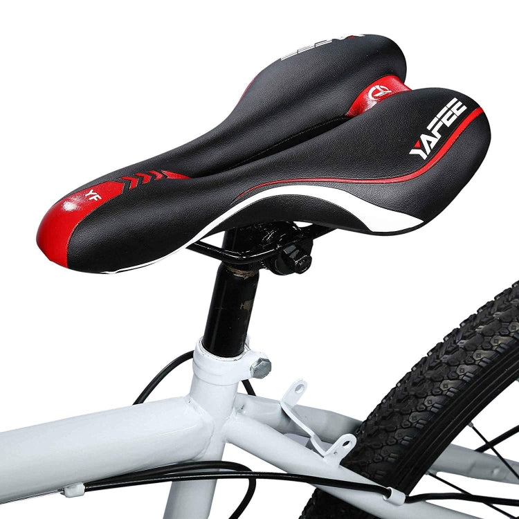 YAFEE YF-1034-3 Soft Mountain Bike Seat Mountain Bike Hollow Breathable Saddle Seat Cushion Bicycle Seat(Black Red) - Bicycle Saddle by YAFEE | Online Shopping UK | buy2fix