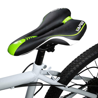 YAFEE YF-1034-3 Soft Mountain Bike Seat Mountain Bike Hollow Breathable Saddle Seat Cushion Bicycle Seat(Black Green) - Outdoor & Sports by YAFEE | Online Shopping UK | buy2fix