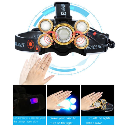 Rechargeable Waterproof Outdoor Headlight Zoom Sensor Light, Colour: Golden Induction (No Battery, Charger) - Headlamp by buy2fix | Online Shopping UK | buy2fix