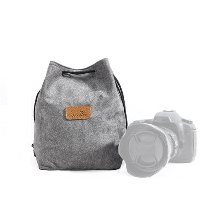 S.C.COTTON Liner Shockproof Digital Protection Portable SLR Lens Bag Micro Single Camera Bag Square Gray L - Lens Bag by S.C.COTTON | Online Shopping UK | buy2fix