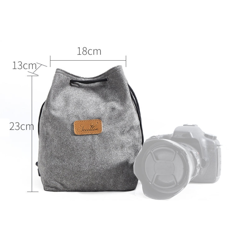 S.C.COTTON Liner Shockproof Digital Protection Portable SLR Lens Bag Micro Single Camera Bag Square Gray L - Lens Bag by S.C.COTTON | Online Shopping UK | buy2fix