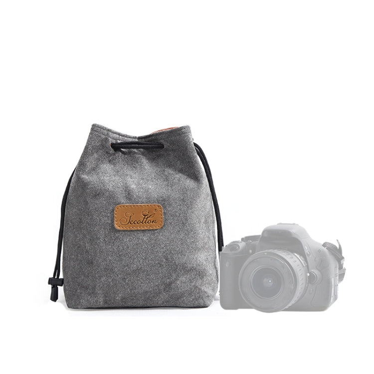 S.C.COTTON Liner Shockproof Digital Protection Portable SLR Lens Bag Micro Single Camera Bag Square Gray M - Lens Bag by S.C.COTTON | Online Shopping UK | buy2fix