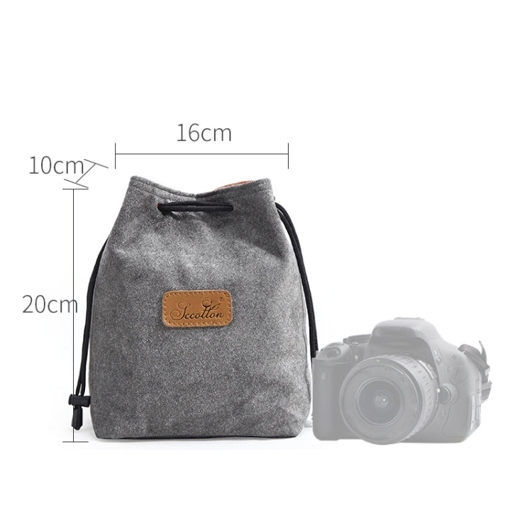 S.C.COTTON Liner Shockproof Digital Protection Portable SLR Lens Bag Micro Single Camera Bag Square Gray M - Lens Bag by S.C.COTTON | Online Shopping UK | buy2fix