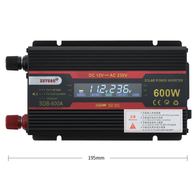 XUYUAN 600W Car Inverter LCD Display Converter, Specification: 12V to 220V -  by XUYUAN | Online Shopping UK | buy2fix