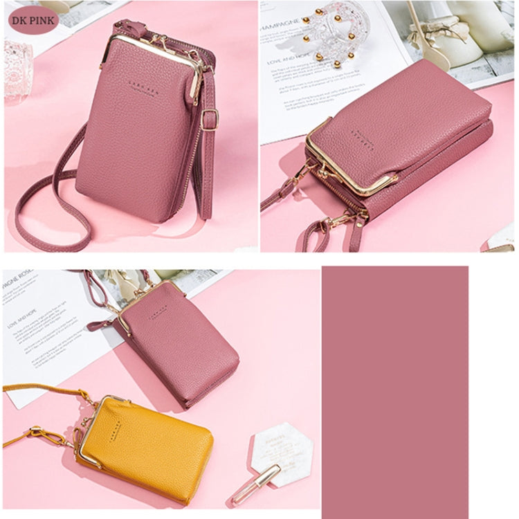 H2107 Ladies Mobile Phone Bag Shoulder Messenger Bag Pebbled Zipper Wallet(Pink) - Single-shoulder Bags by buy2fix | Online Shopping UK | buy2fix