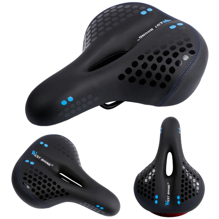 WEST BIKING YP0801083 Bicycle Taillight Thickened Soft And Comfortable Mountain Bike Seat Cushion(Black Blue) - Bicycle Saddle by WEST BIKING | Online Shopping UK | buy2fix