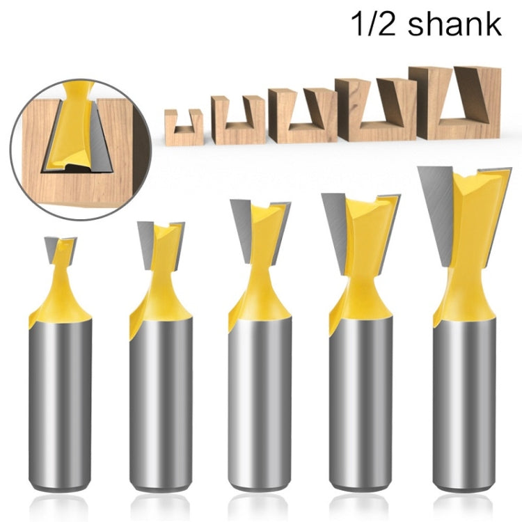 1/2 Handle Dovetail Cutter Wood Engraving Small Milling Cutter, Specification: 5 PCS/Set - Others by buy2fix | Online Shopping UK | buy2fix