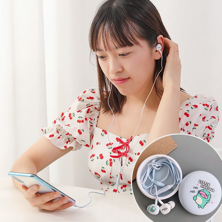 2 Pairs Cartoon Pattern Heavy Bass In-Ear Headphones Universal Wired Headphones with Microphone(Light Blue) - In Ear Wired Earphone by buy2fix | Online Shopping UK | buy2fix