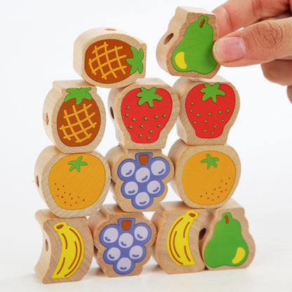Monki Children Wooden Fruits Beads Building Blocks Wearing Rope Game Puzzle Toys - Early Education Toys by buy2fix | Online Shopping UK | buy2fix
