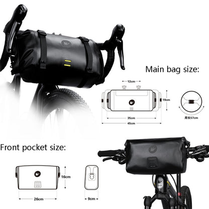 Rhinowalk X21998 Full 12L Waterproof Large Capacity Front Hanging Bag Off-Road Long-Distance Cycling Bag(Black) - Bicycle Bags by Rhinowalk | Online Shopping UK | buy2fix