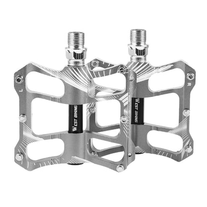 WEST BIKING YP0802080 Bicycle Aluminum Alloy Pedal Riding Foot Pedal Bicycle Accessories(Silver) - Pedals by WEST BIKING | Online Shopping UK | buy2fix