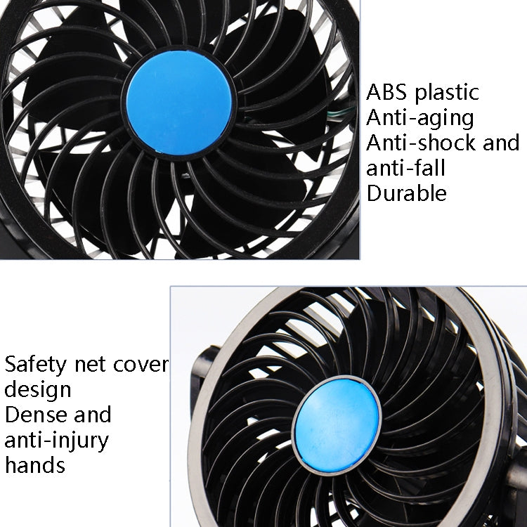 Car Fan Portable Mini Adjustable Car Double-Headed Electric Fan, Colour: Blue 12V Cigarette Lighter - Heating & Fans by buy2fix | Online Shopping UK | buy2fix