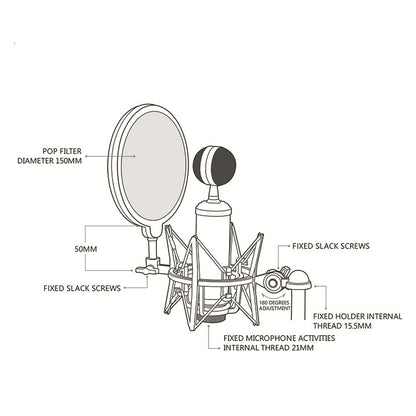 SH-101 Microphone Shockproof Bracket Condenser Microphone Blowout Cover Set(Black) - Windshield by buy2fix | Online Shopping UK | buy2fix