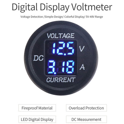 2 In 1 Modified Car Double Digital Voltage Current Table Measuring Instrument(Red Light) - In Car by buy2fix | Online Shopping UK | buy2fix