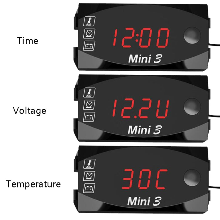 Voltage Clock And Temperature 3 In 1 LED Electronic Meter Large-Screen Digital Display Waterproof And Dustproof Voltmeter(Green Light) - In Car by buy2fix | Online Shopping UK | buy2fix