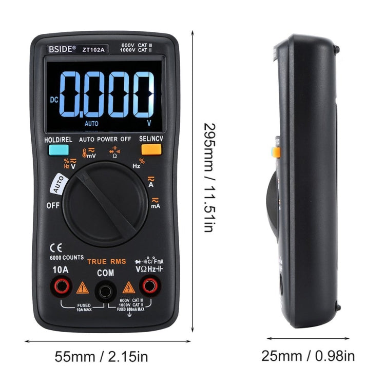 BSIDE ZT102A LCD Display 6000 Words AUTO Intelligent Gear Automatic Range Digital Multimeter - Digital Multimeter by BSIDE | Online Shopping UK | buy2fix