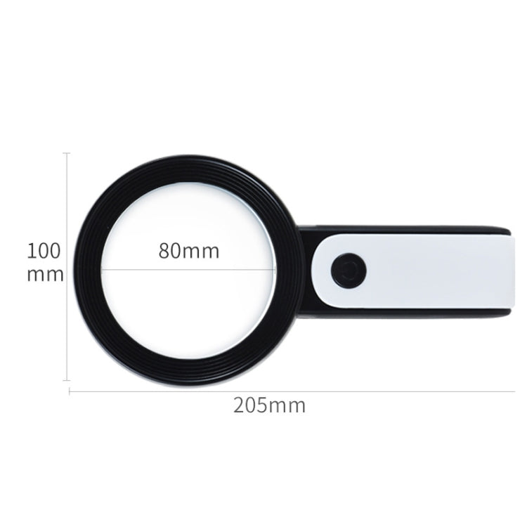 30 Times 18 LED Cool Warm Light HD Elderly Reading Repair Glass Magnifier(Black White) - Hand Held Style by buy2fix | Online Shopping UK | buy2fix