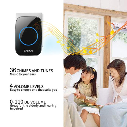 CACAZI H10 1 For 1 Wireless Smart Doorbell without Battery, Plug:EU Plug(White) - Wireless Doorbell by CACAZI | Online Shopping UK | buy2fix