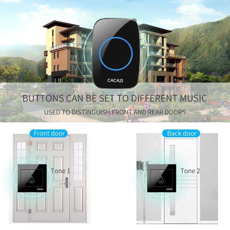 CACAZI H10 1 For 1 Wireless Smart Doorbell without Battery, Plug:EU Plug(White) - Wireless Doorbell by CACAZI | Online Shopping UK | buy2fix