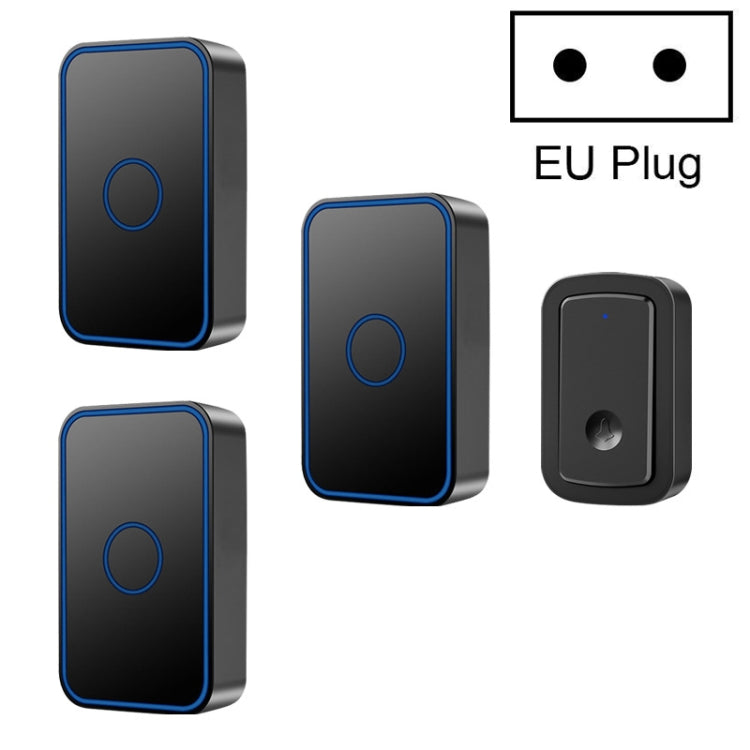 CACAZI  A19 1 For 3  Wireless Music Doorbell without Battery, EU Plug(Black) - Wireless Doorbell by CACAZI | Online Shopping UK | buy2fix