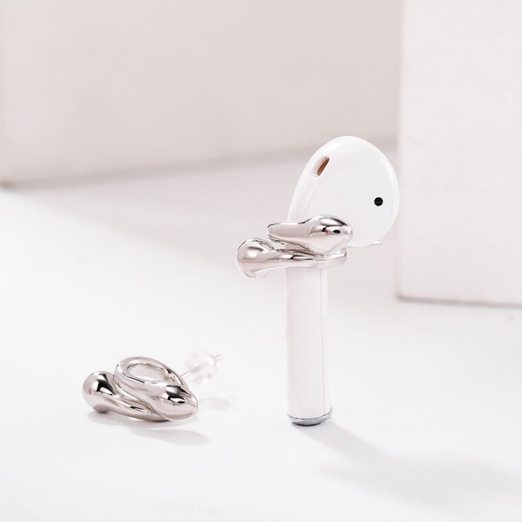 2 Pairs 925 Silver Needle Wireless Earphones Snake-Shaped Embrace Anti-Lost Earrings For AirPods(Steel Color) - Apple Accessories by buy2fix | Online Shopping UK | buy2fix
