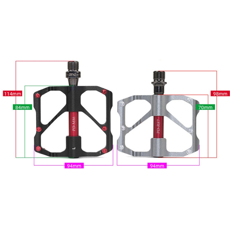 PD-M86C  1 Pair PROMEND Bicycle Road Bike Mountain Bike 3 Palin Carbon Fiber Bearing Pedal(Silver) - Pedals by PROMEND | Online Shopping UK | buy2fix