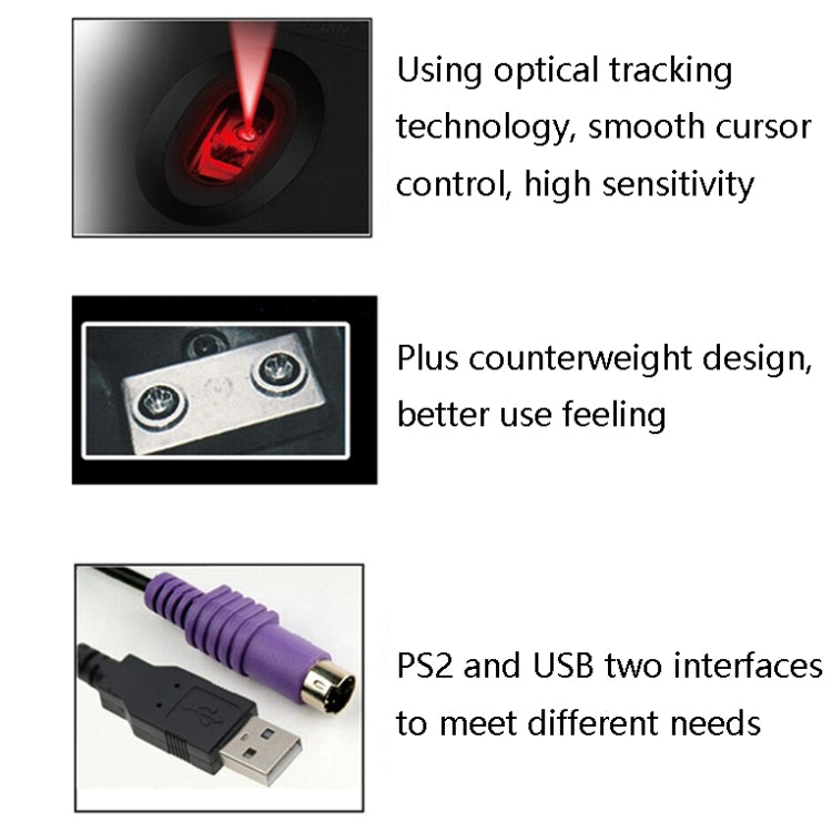 2 PCS Cadeva 006 3 Keys Wired Mouse Household Computer Mouse(USB Interface) -  by Cadeva | Online Shopping UK | buy2fix