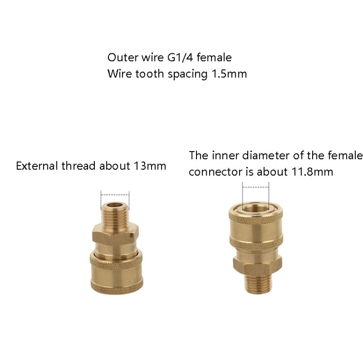 High Pressure Car Wash Machine 2 Points Live Connection Quick Plug High Pressure Steam 1/4 Male And Female To Live Joint(Inner Wire Male+Outer Wire Female) - In Car by buy2fix | Online Shopping UK | buy2fix