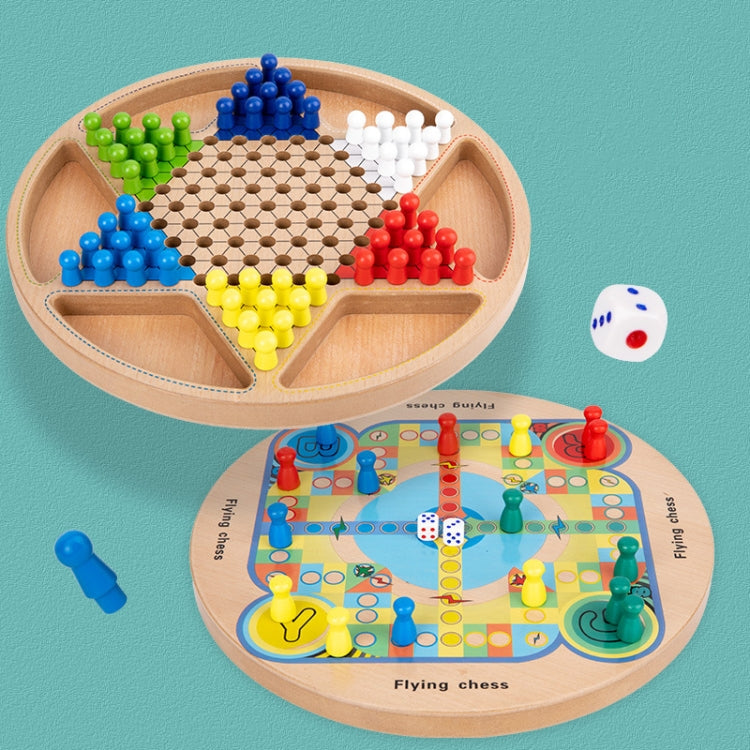 Children Wooden Multifunctional Parent-Child Interactive Puzzle Board Toy, Set Specification: 2 In 1 Hocker + Flying Chess - Table Games by buy2fix | Online Shopping UK | buy2fix