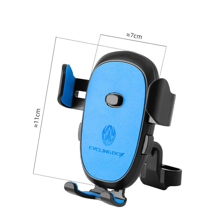 CYCLINGBOX BG-2930 Bicycle Mobile Phone Frame Plastic One-Click Lock Mobile Phone Bracket, Style: Handlebar Installation (Blue） - Holders by CYCLINGBOX | Online Shopping UK | buy2fix